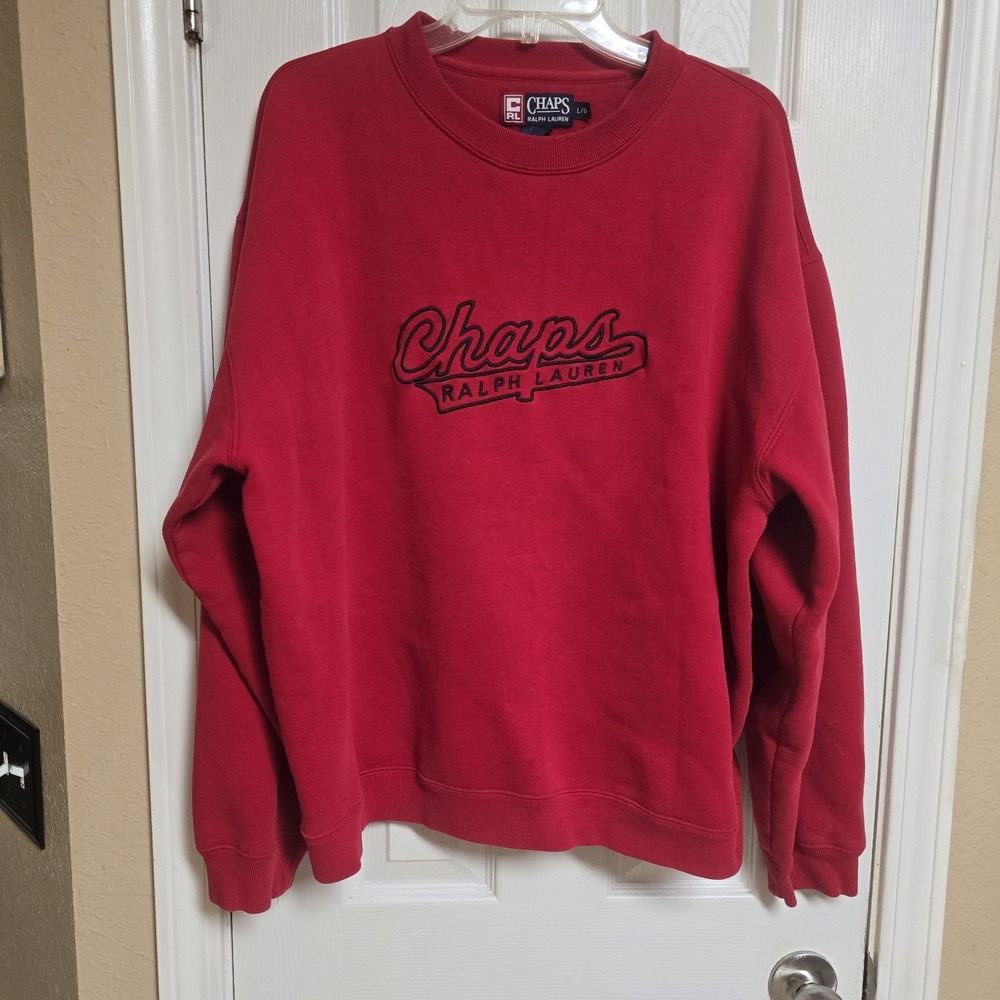 Vintage Chaps Ralph Lauren Spell‎ Out Cew Neck Red Large